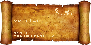 Kozma Ada névjegykártya